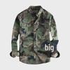 Men's Camouflage Military Workwear Shirt - Long Sleeves, Double Pockets, Casual Style