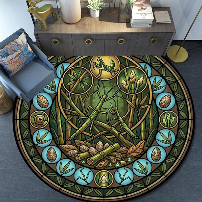 Forest Creatures Glass Round Area Rug Under Office Chairs Bedroom Living Room Home Decor