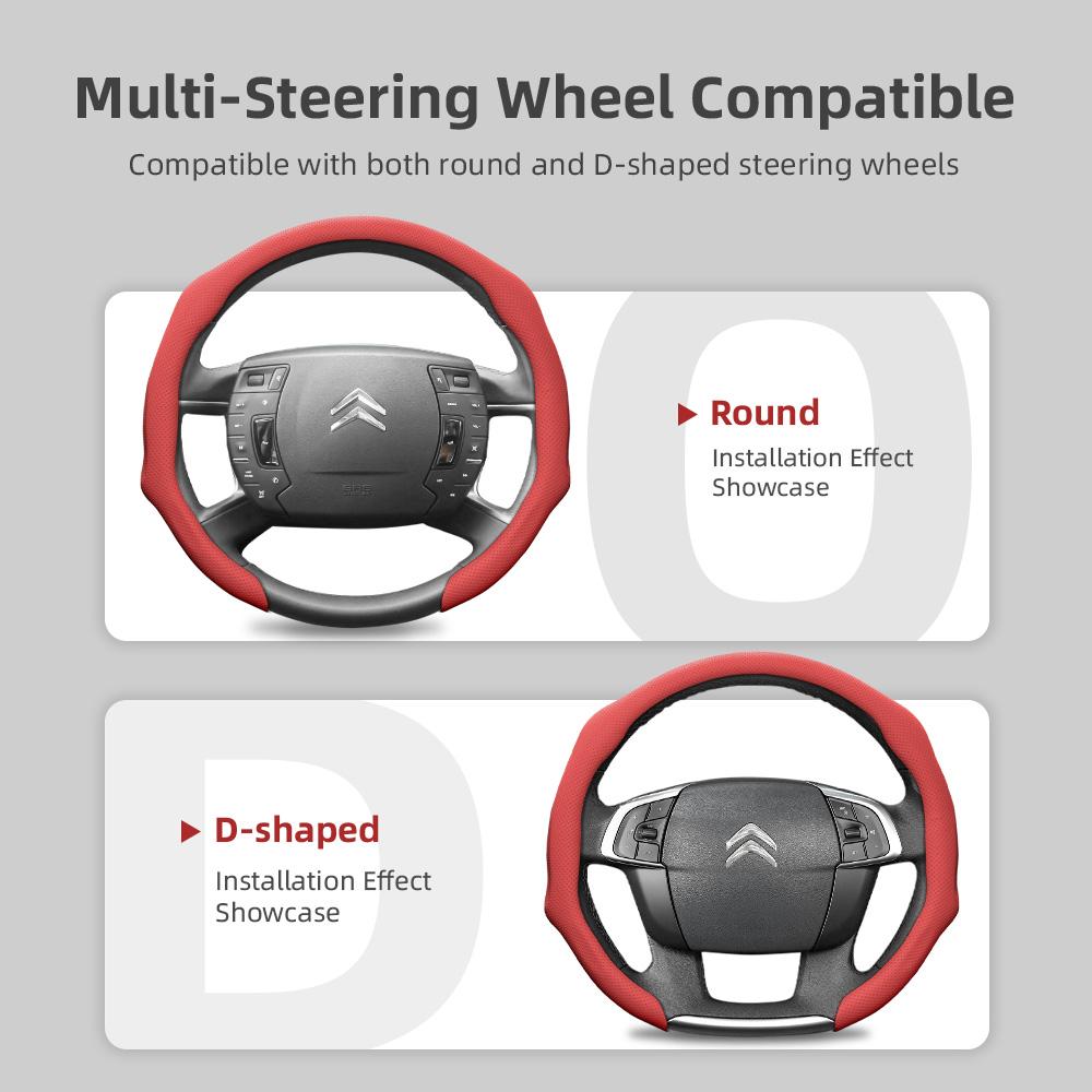 Suitable for Citroen Perforated Leather Steering Wheel Cover C3 C4 X Berlingo C5 Aircross Jumper SpaceTourer Ami X Red Black