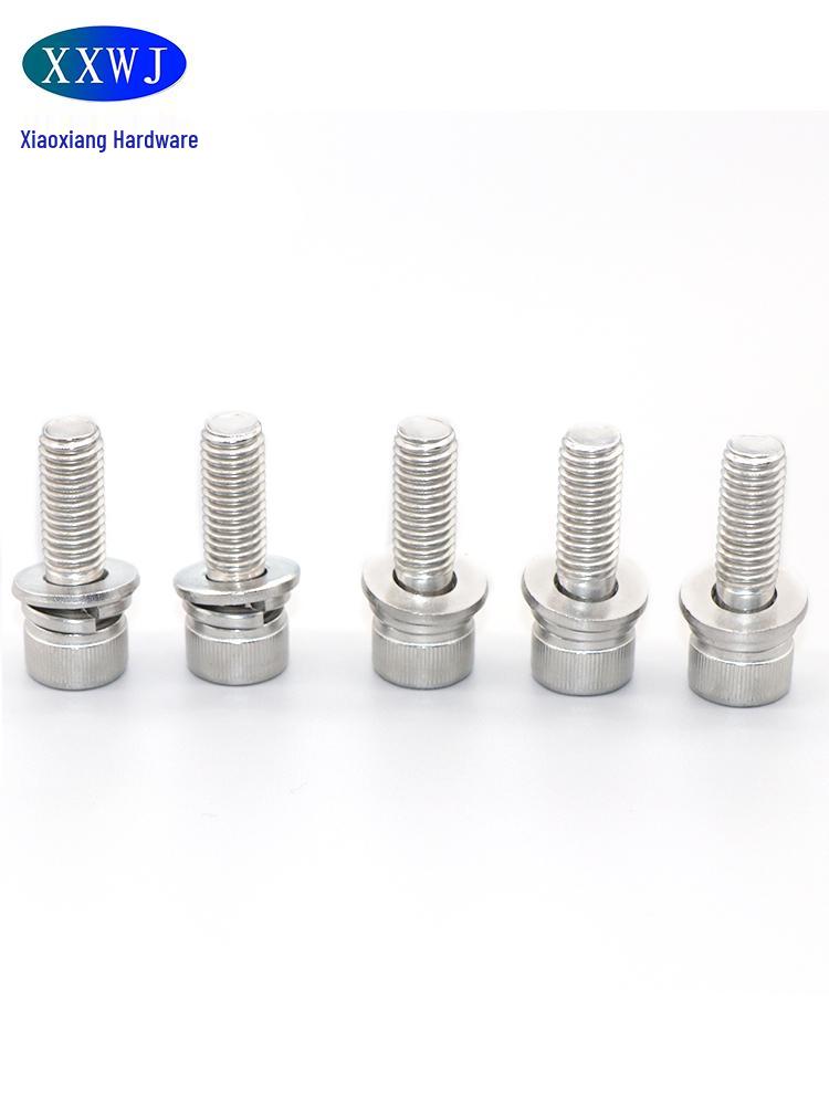 304 Stainless Steel Hex Socket Cap Screw with Washer, Round Head, Sizes M3-M12