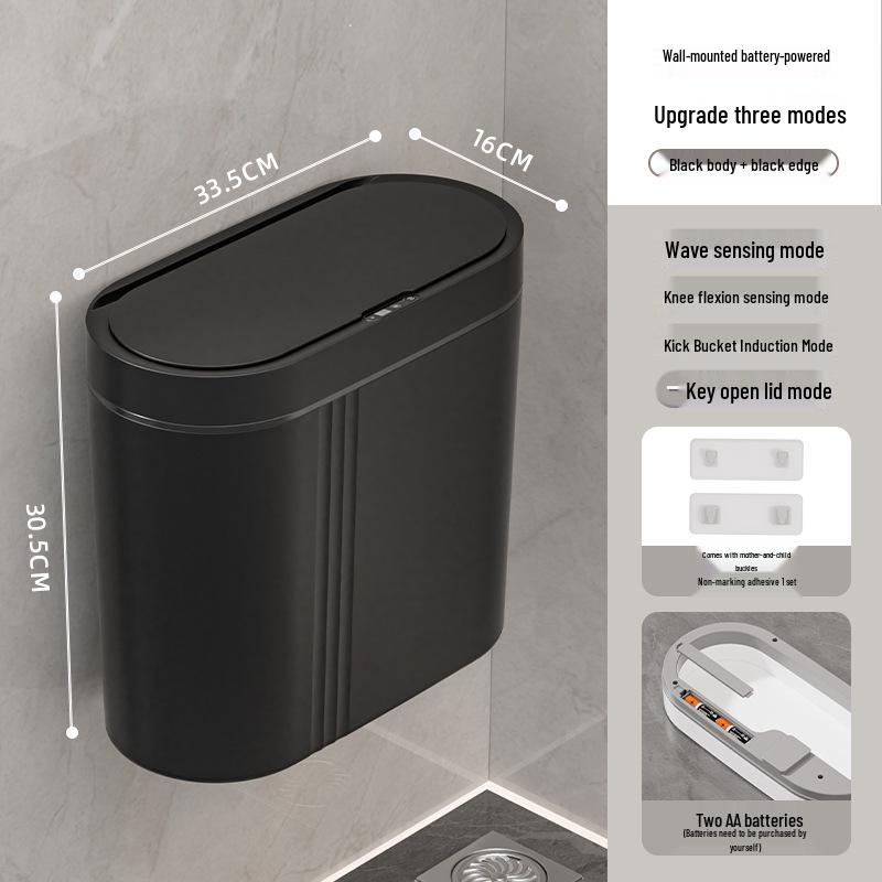 2025 Smart Wall-Mounted Automatic Flip-Top Trash Can for Kitchen & Bathroom