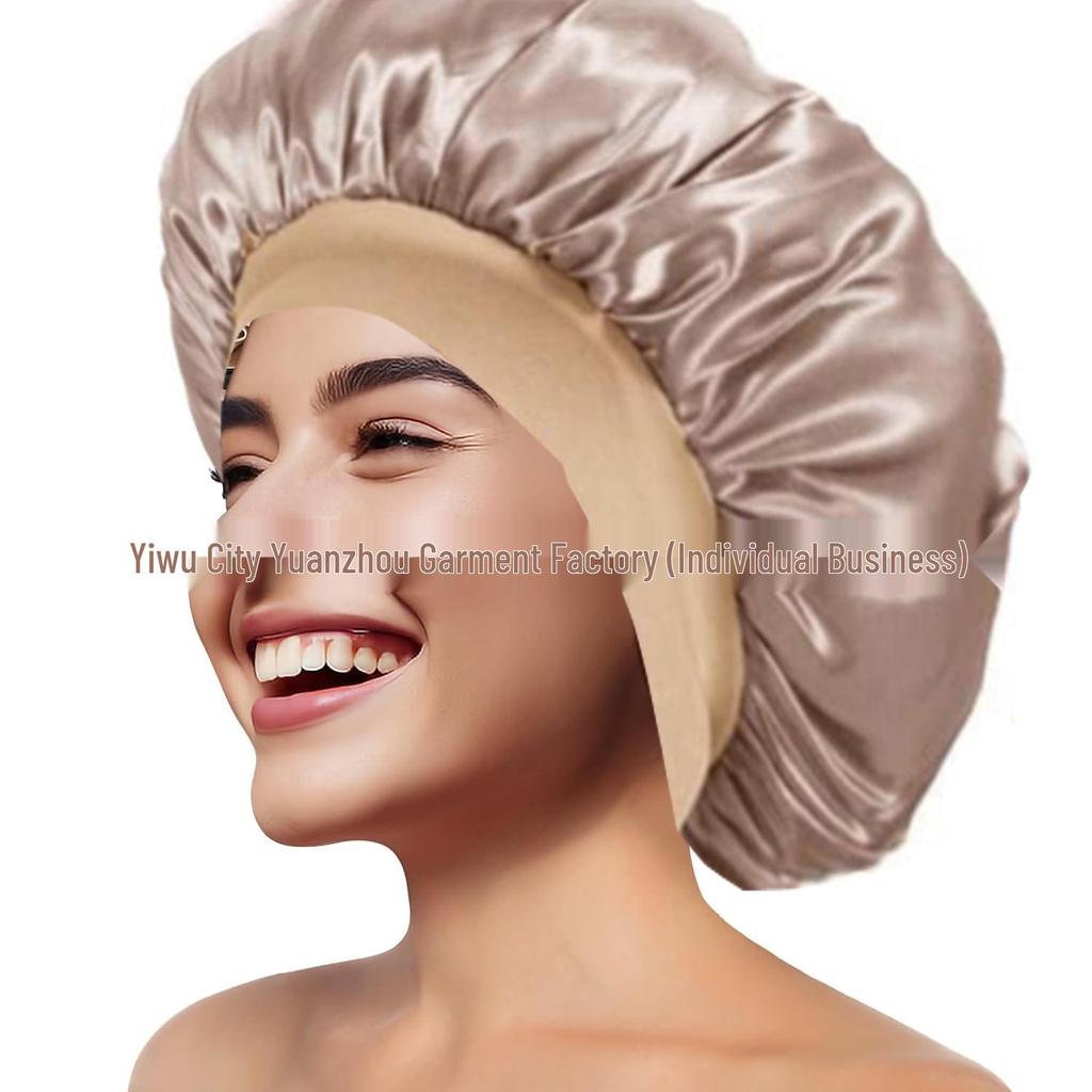 Women's Wide Brim Satin Sleep Cap – High Elasticity Hair Care Beauty Hat