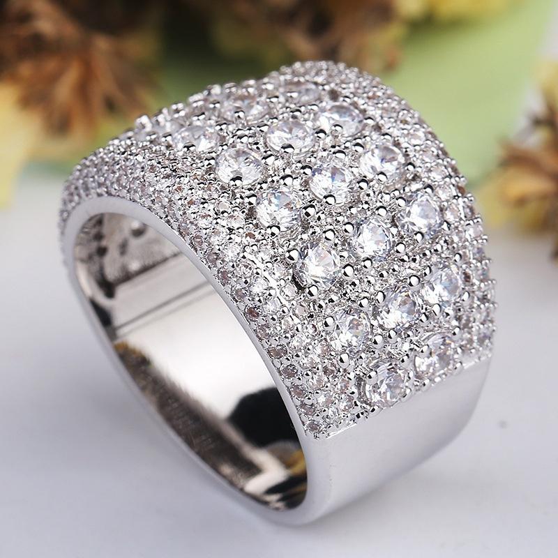 Schillernder Markenschmuck, weißer Strass-Ring, modischer Verlobungs-Ehering für Frauen