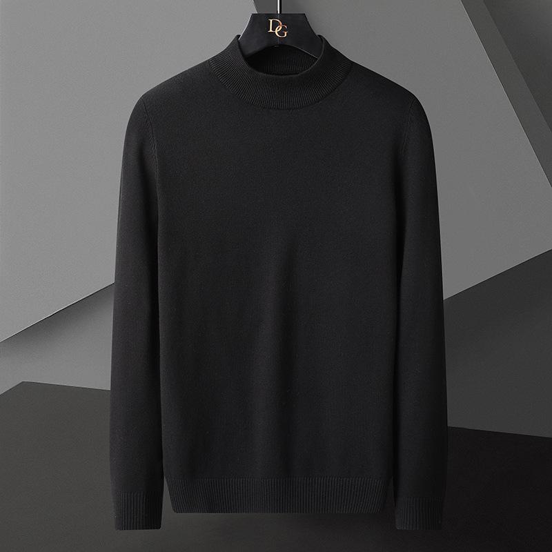 Men's Autumn/Winter Slim Fit Woolen Pullover - Half High Neck Knitted Sweater