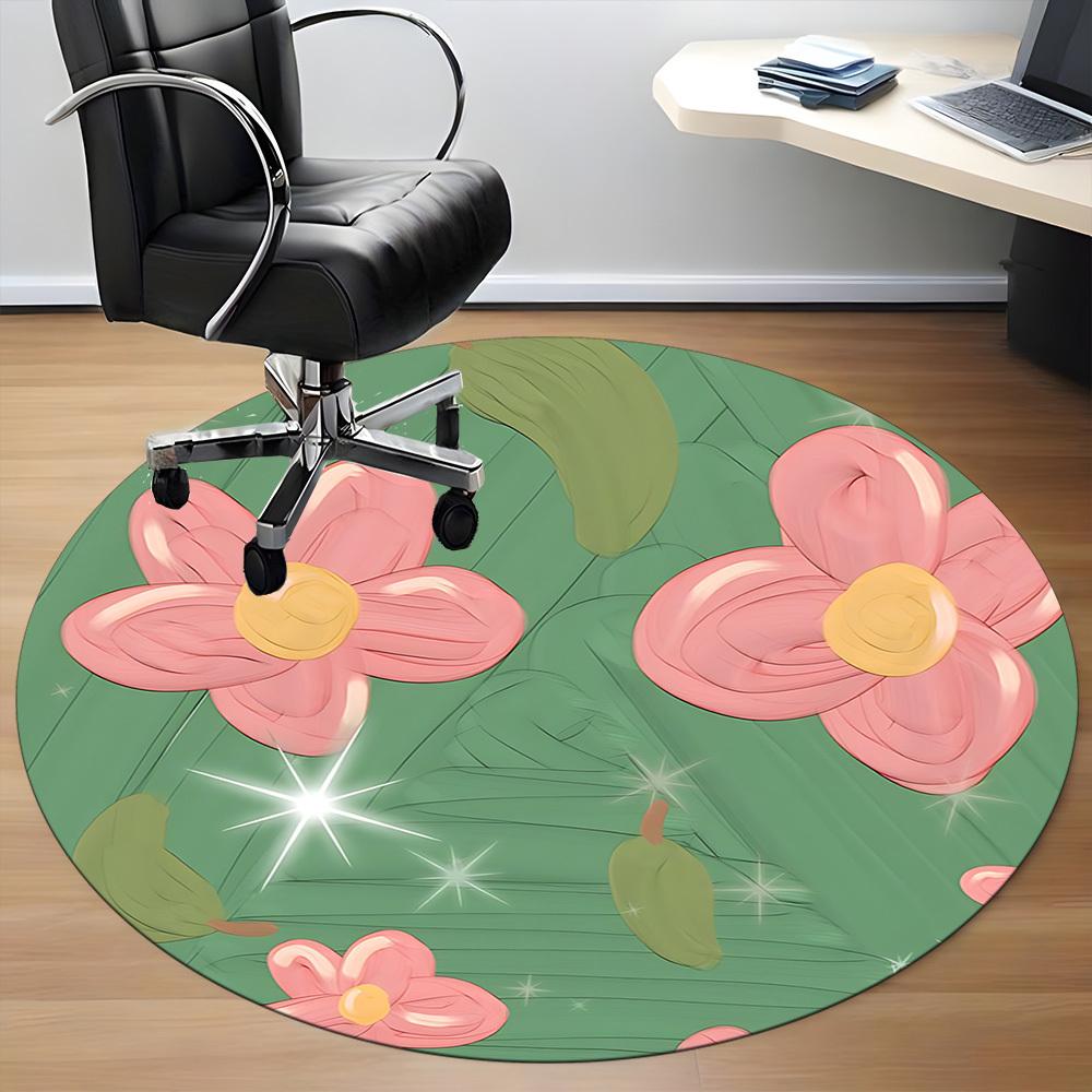 1pc Floral Fantasy Office Round Area Rug, Indoor Mat Suitable For Office, Under Office Chairs Bedroom Living Room Home Decor, Room Deco