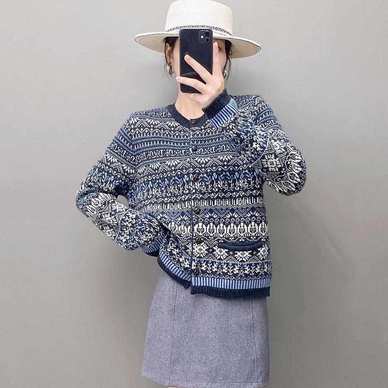 

Женский свитер Qinghe 100% чистый кашемир - Ультрамягкий роскошный зимний пуловер L синий