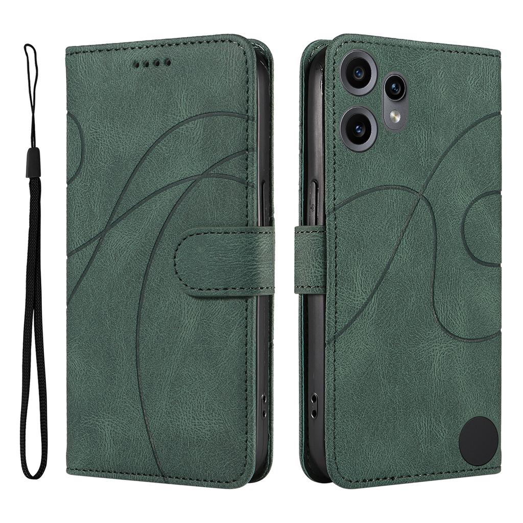 For Nothing CMF Phone 2 Pro Wallet Case Leather Phone Cover Stand with Curved Line Design