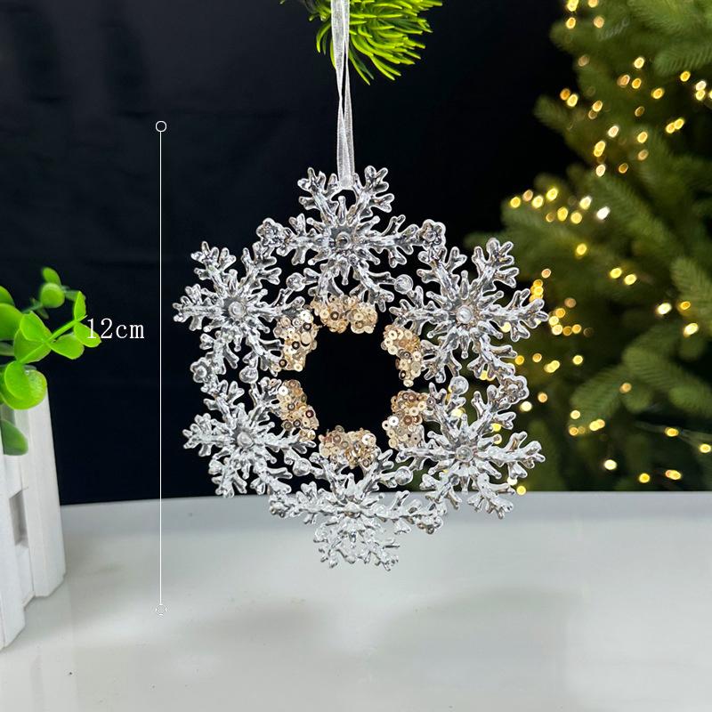 Christmas Decorations Sequined Acrylic Pendants Transparent Snowflake Pendants Christmas Tree Decorations Props