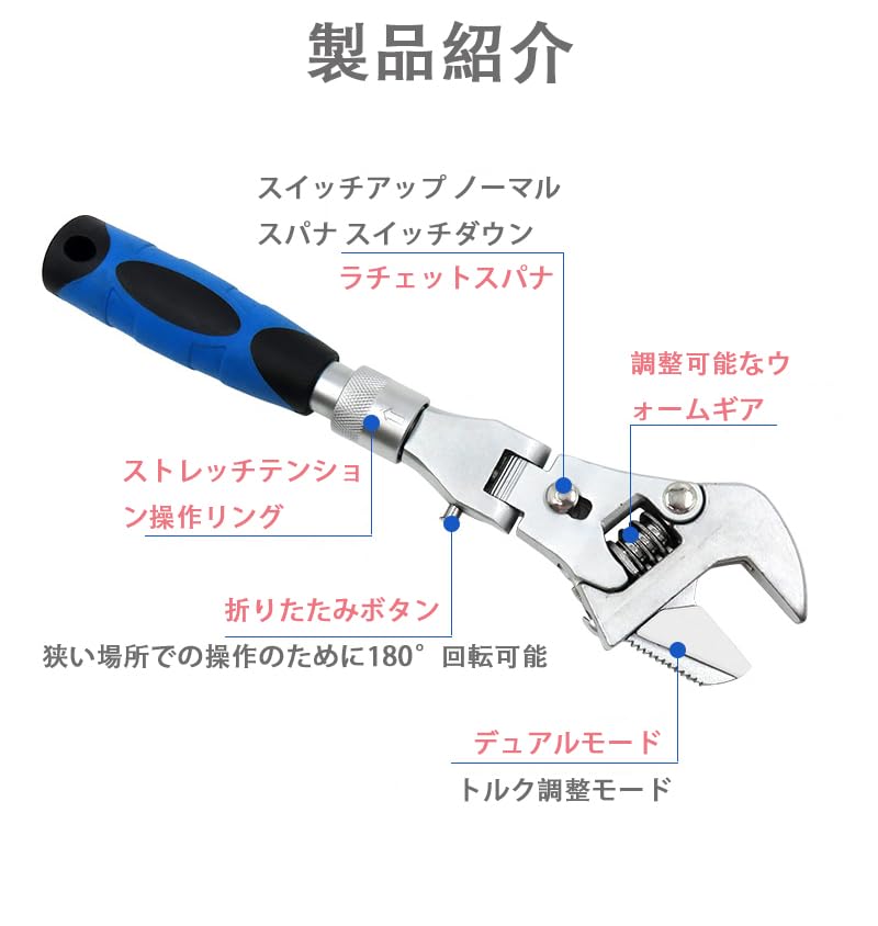 Wide adjustable Ratchet highly adjustable wrench ratchet adjustable wrench wrench type, durable, foldable, versatile, efficient,