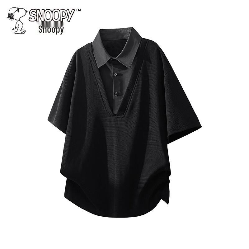 Snoopy Men s Faux Two-Piece Polo T-Shirt 5XL