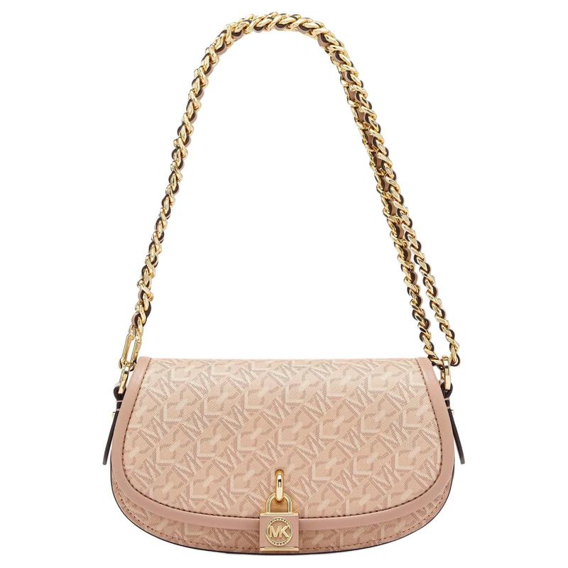 MICHAEL KORS Mila Striped Letter Classic Print Chain Artificial Leather Shoulder Crossbody Bag Small Women s Ballet Pink розовый