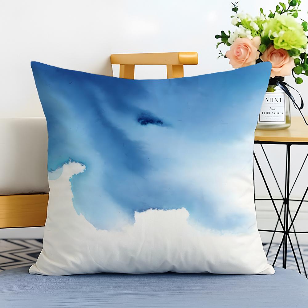 G-Gradient Ink Wash Cushion Cover Washable Linen Pillowcase Soft For Sofa Bed Cozy Home Room Decor