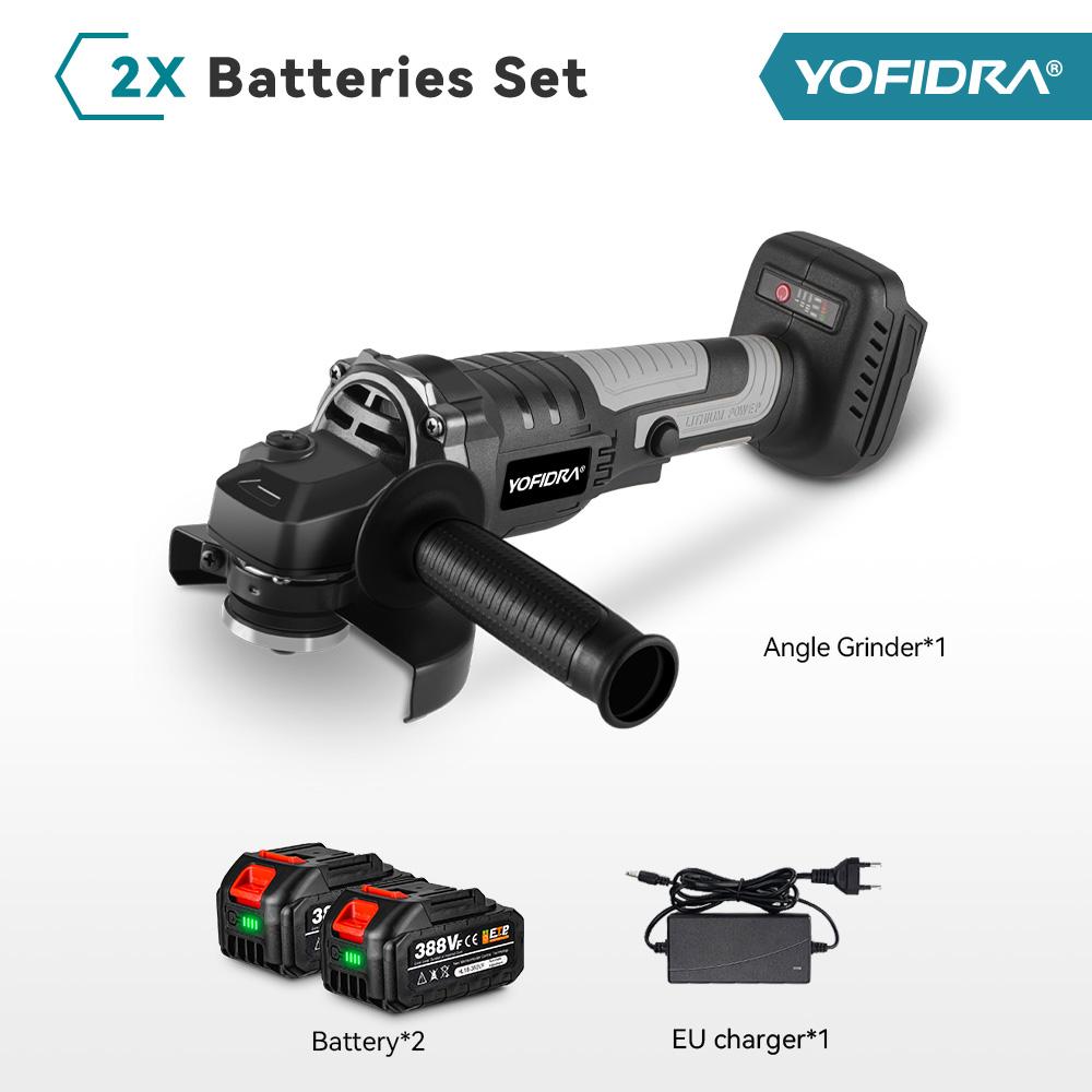 Yofidra 125mm Brushless Angle Grinder 3 Gears Cordless Efficient Wood Cutting Polishing Power Tool For Makita 18V Battery