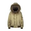 American Retro Street Style Hooded Bomber Jacket with Fur Collar, Unisex Autumn/Winter Parka-Style Coat CLE