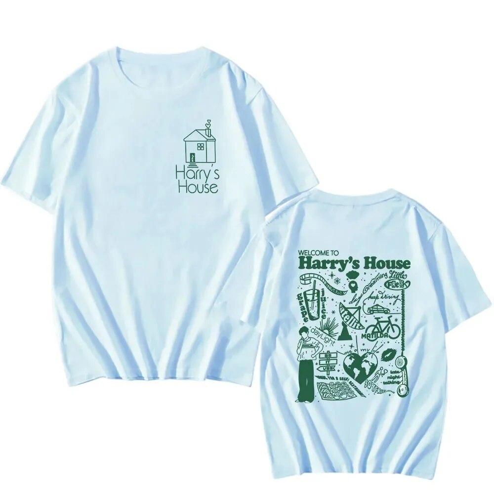 

Футболка Harrys House Love on Tour, рубашки из 100% хлопка, милая футболка с мультяшным принтом, одежда унисекс в стиле ретро, ​​летняя футболка большого размера, унисекс