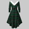 Women's Fashion Retro Christmas Print Dress Ladies Long Sleeve Dress Irregular Design