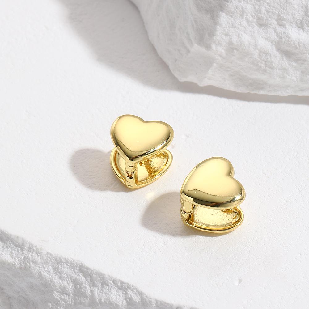 Stylish Double-Sided Heart Earrings Ear Cuffs - Non-Fading Copper Jewelry for Women