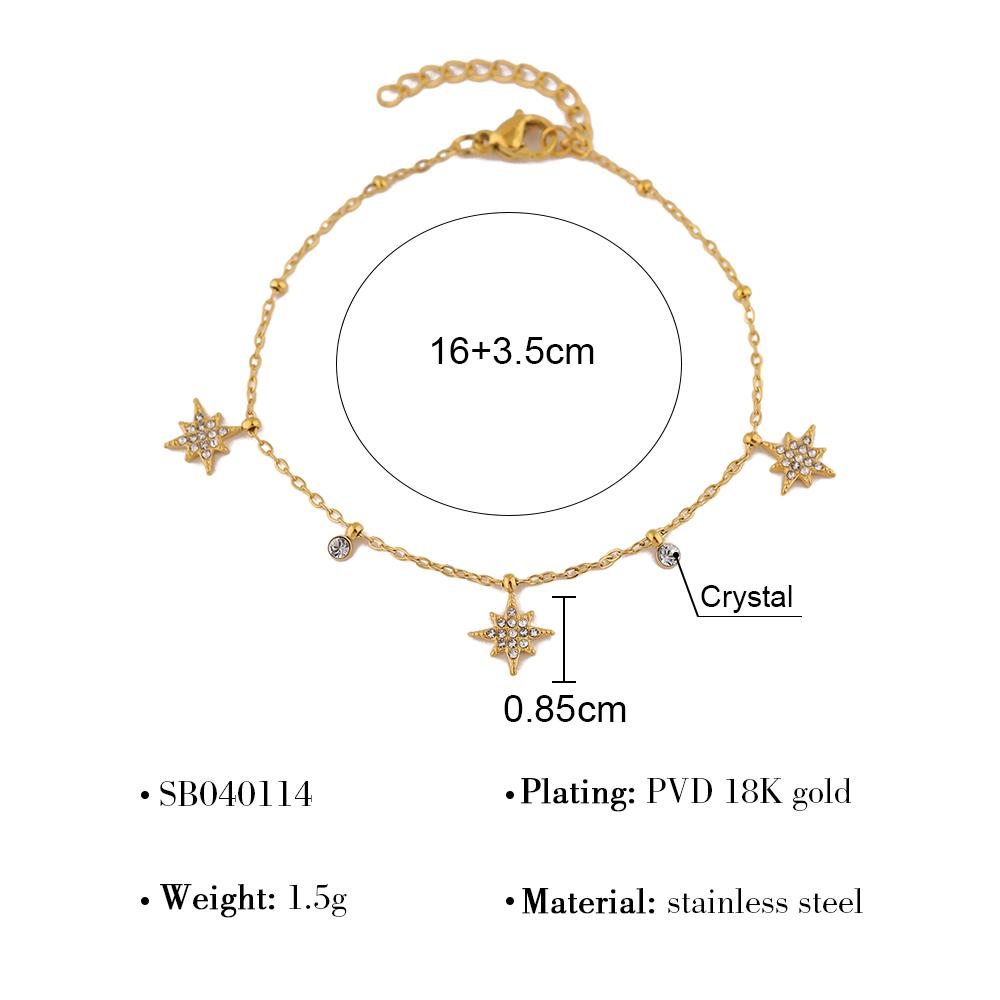 

WILD & FREE Exquisite Crystal Star Charm Necklace Bracelet Ring Jewelry Set 18K Gold Plated Stainless Steel Jewelry for Women