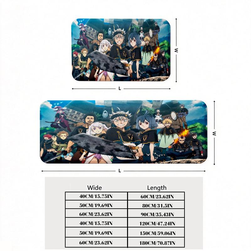 Black Clover Print Flannel Kitchen Mat Christmas Soft Area Rug Non Slip Floor Carpet Home Decoration