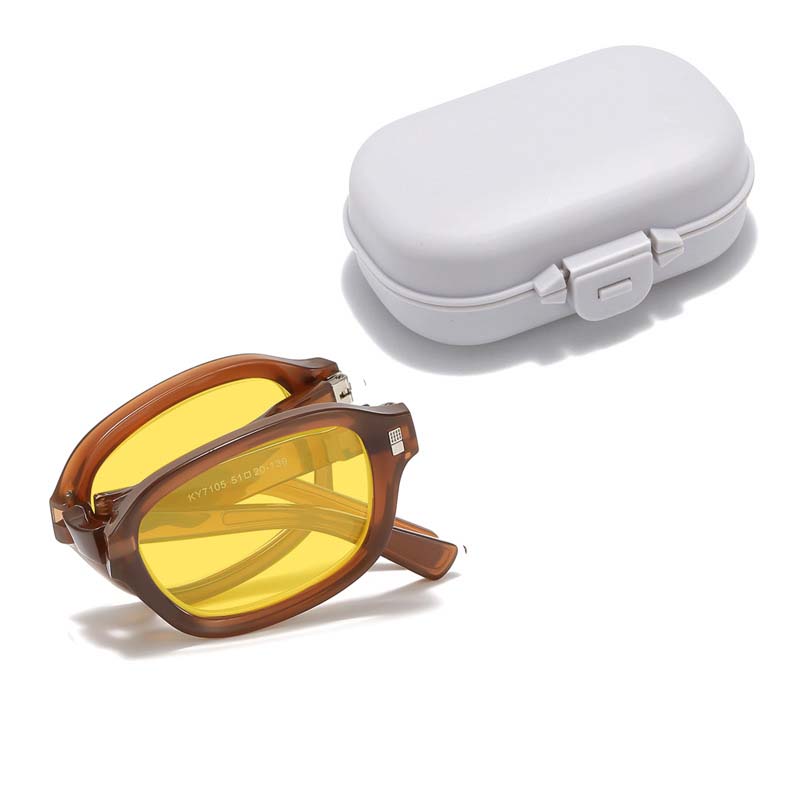 Night Vision Glasses for Driving with Box Anti-Glare Goggle Shades Men Women Foldable Aquare Anit Blue Light Computer Glasses