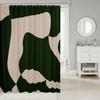 1pc Dark Green and Dark Tan Shower Curtain 72"x72" Geometry Modern Bathroom Shower Curtain Set Neutral Art Bath Curtain