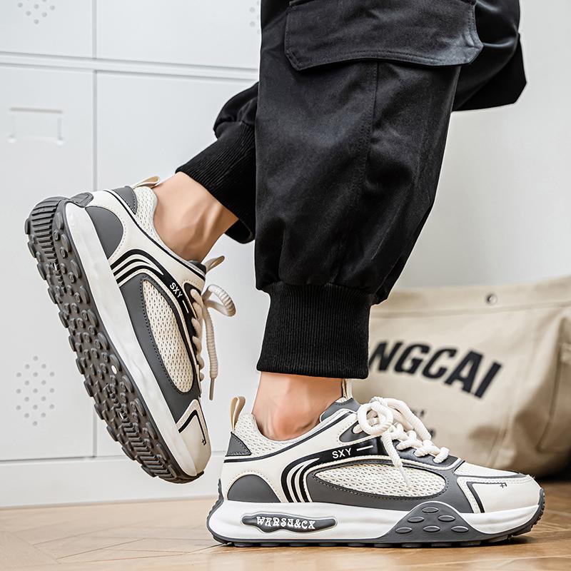 New Autumn Fashion Trend Thick Soled Casual Shoes for Men's Versatile Mesh Breathable Comfortable Low Top Platform Sneakers