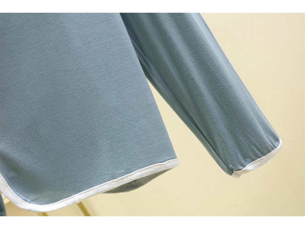 Modal Long-Sleeve Chest Pad Pajama Set for Women - Autumn/Winter Casual Two-Piece with Edging