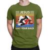 Men Jiu Jitsu Jesus Has Your Back M.M.A Brazilian T Shirts 100% Cotton Tops Vintage Short Sleeve Crew Neck Tees Party T-Shirt