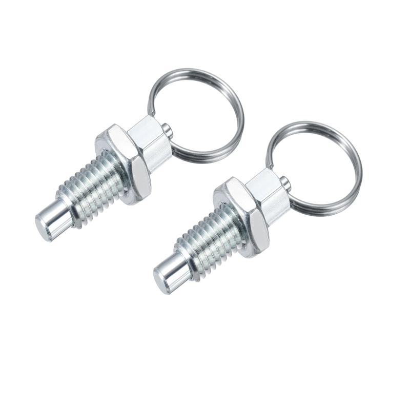 2 Pcs M8x1.25 Carbon Steel Retractable Spring Plunger with Pull Ring 2PCS