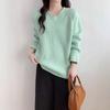 Autumn and winter new V-neck knitted sweater top women's soft waxy solid color versatile good-looking and thin pullover sweater