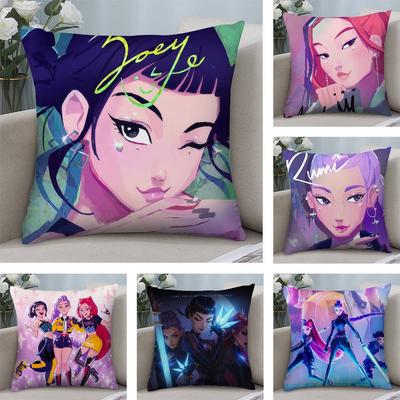 Pillow Case Anime K-Kpop Demon Hunters Plush Fabric Soft Double Sided Print Home Sofa High Quality Cushion Cover Throw