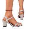 Women's Open Toe Strappy Block Heel Sandals Summer Casual Adjustable Buckle Ankle Strap Footwear for Outdoor and Indoor Use