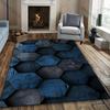 1PC Dark Blue Wood Grain Hexagonal Style Carpet Area Rug Kids Carpet for Bedroom Decor Playroom Living Room Black Mat NICEGifts