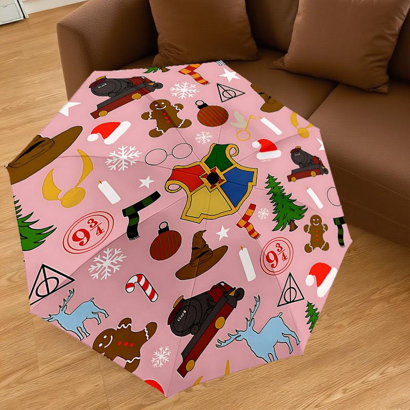 1PC Christmas Harry Potter Umbrella-8-Rib Reinforced, Automatic Open, Lightweight & Durable, Cute Fashion Accessory for Outdoor, D2675