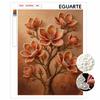 Orange Floral Blossom Magnolia Branch 5D Pearl Painting Kit with Frame DIY Sparkling Bead Canvas Art Relaxing Craft for Girls Room Decor