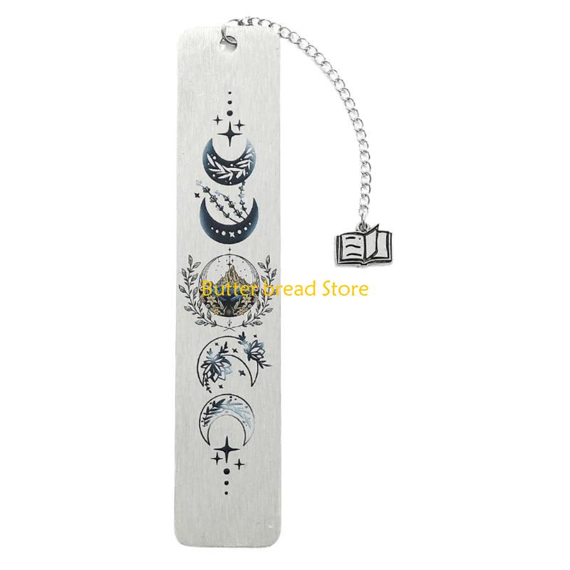 W89C Inspirational Bookmarks Pendant Bookmarks Metal Book Mark Book Page Divider Present for Teacher Book Lover Student