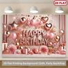 2D FLAT Banner Rose Gold Balloon Happy Birthday Party Backdrop with Confetti