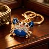 Keychain Pendant Sparkling Rhinestones Inlaid Crab Design Key Holder with Lobster Clasp Lightweight Car Bag Accessory