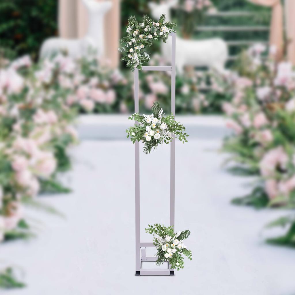 Wedding Arch Backdrop Stand, White Adjustable Telescopic Background Pole, Easy Setup & Sturdy Support for Wedding Ceremony