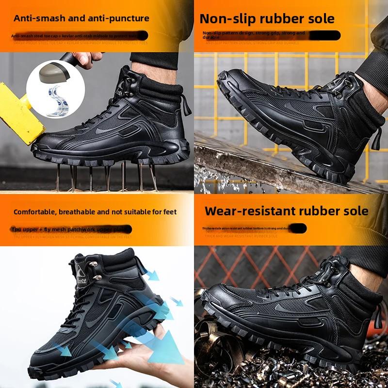 New Fashion Winter Men Safety Work Boots Breathable Steel Toe Cap Indestructible Anti Smashing Male Shoes Footwear