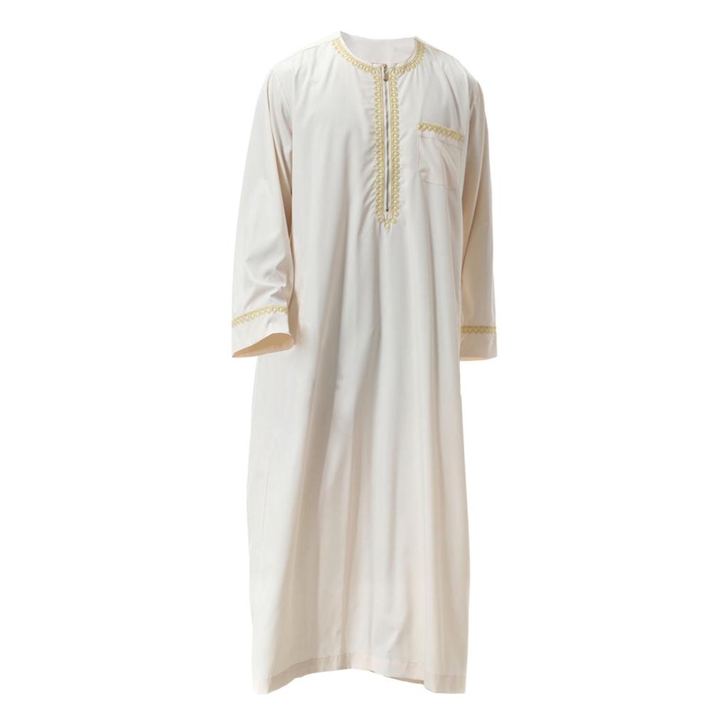 Langes Gewand Herren Kaftan Herrenkleidung Abaya Strapazierfähig Lässiges Hemdkleid Roben Naher Osten