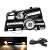 2 Pcs Fog Light Vent Cover, H3 Fog Lights Grilles With LED DRL Lamp for 1997‑2006 TDI MK4