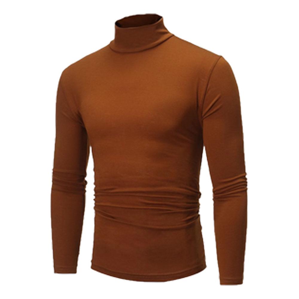 Herren Slim Fit Pullover-T-Shirt mit hohem Kragen und langen Ärmeln für Herbst/Winter