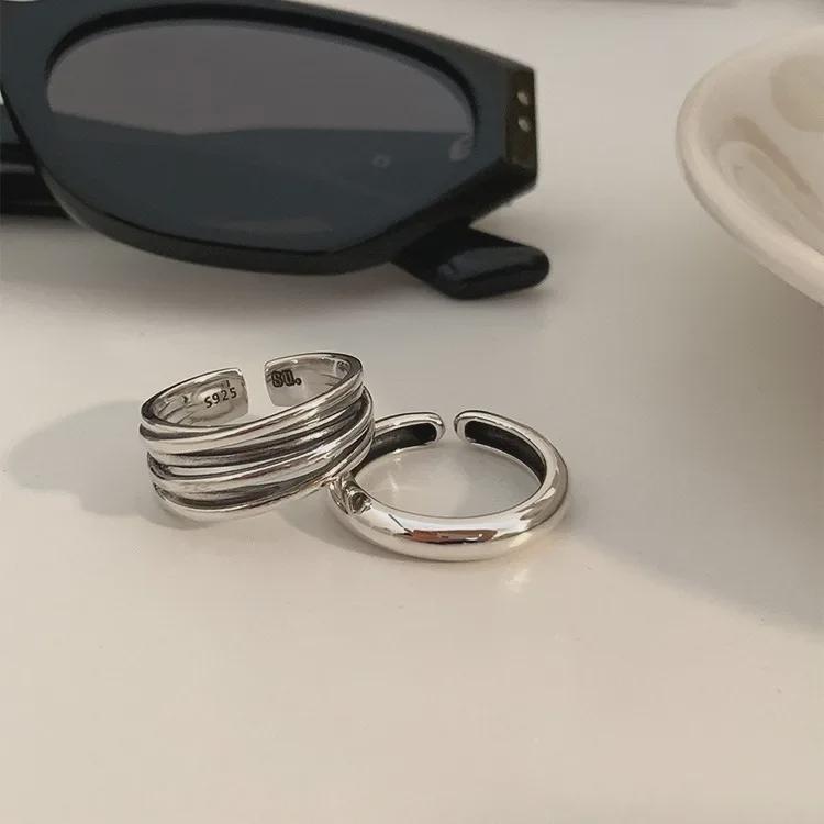 Posrebrzany wielowarstwowy pierścionek otwarty owinięty krzyżowo w stylu europejskim i amerykańskim dla kobiet