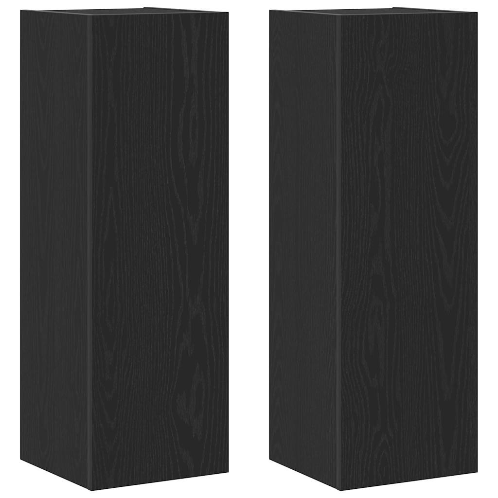 Wall Mounted TV Cabinet 2 pcs Black Oak Effect 30.5 x 28.5 x 90 cm