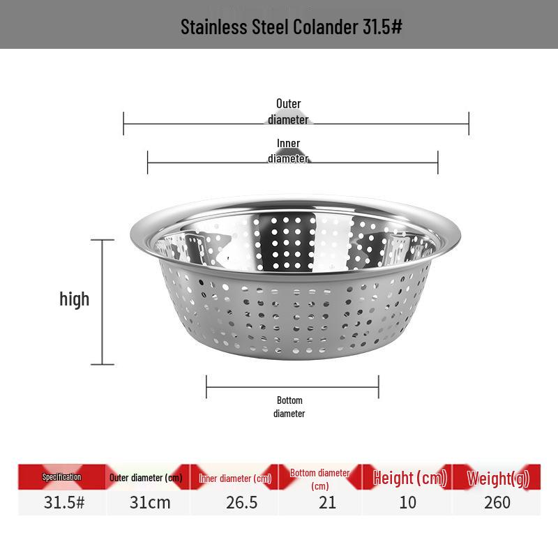 Large Hole Stainless Steel Colander Set for Washing Vegetables and Fruits