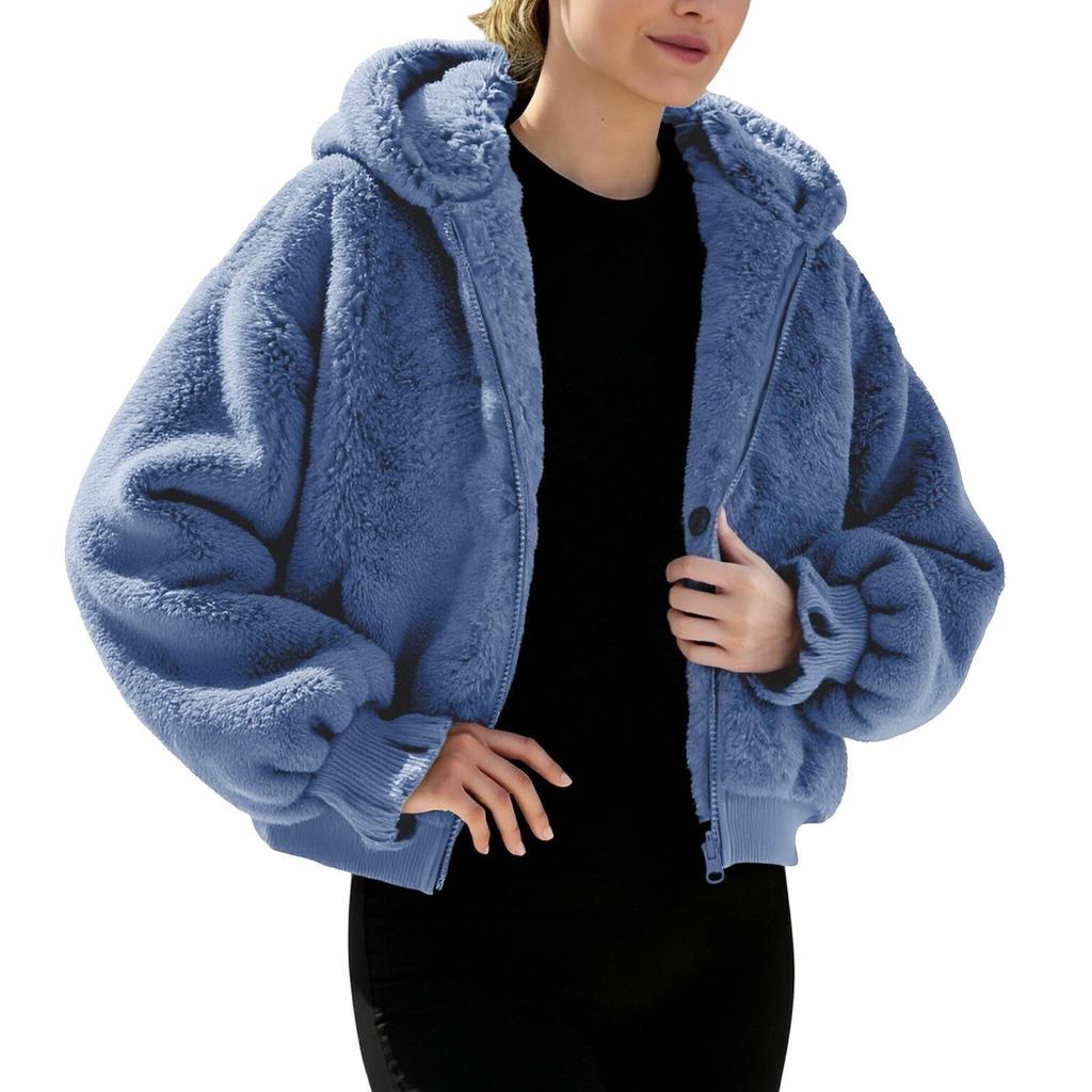 Women's Long-sleeved Hooded Winter Warm Plush Jacket