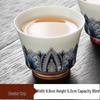 Blue and White Porcelain Lotus Kung Fu Tea Set: Enamel Teacup, Hovering Lid, Teapot, Saucer, and Master Cup.