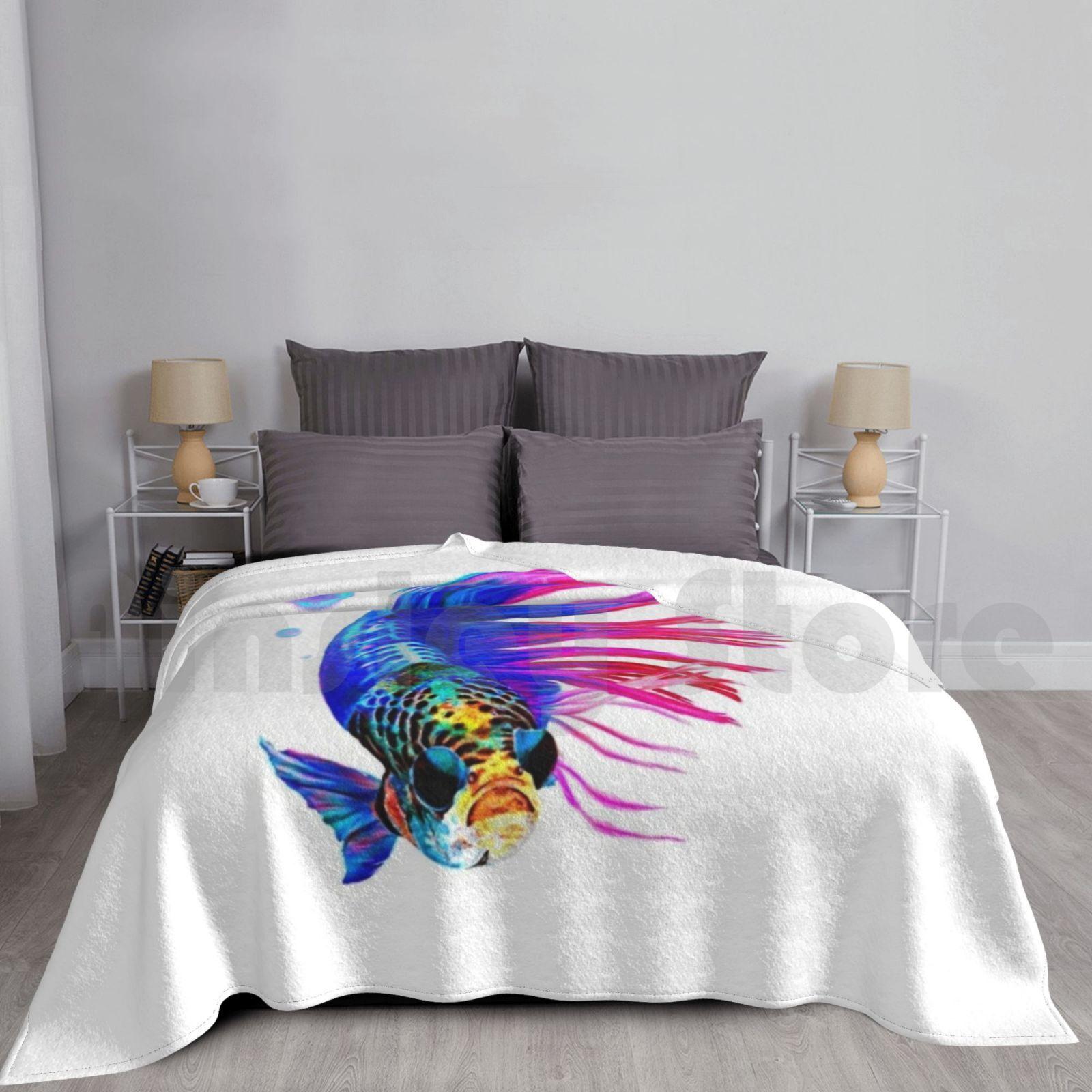 Betta Fish-A Splash In The Water Blanket Fashion Custom Fish Betta Betta Fish Aquarium Pet Cute Animal Size: 75*100cm, Weight: 230 GSM