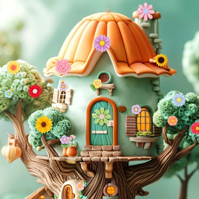 WTEMPO Mini Harzblumen Nailart Dekorationen Niedliche Winzige Flatback Harzblumen Schleimanhänger für DIY Bastelarbeiten Mikro-Landschaft Deko Kleine Accessoires